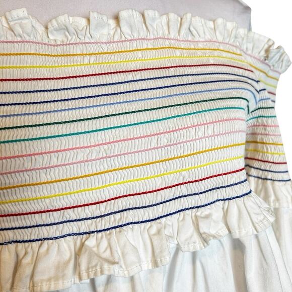 Greyson Top Womens Size M Rainbow Embroidery Off Shoulder Boho Festival Peasant - Picture 5 of 11